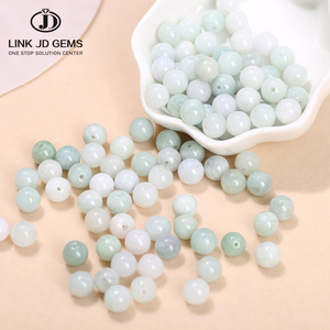 JD GEMS 6mm 8mm 10mm 12mm Authentic Real Light Dark Color Natural Myanmar Emerald Jade Loose Stone Beads for Jewelry Making