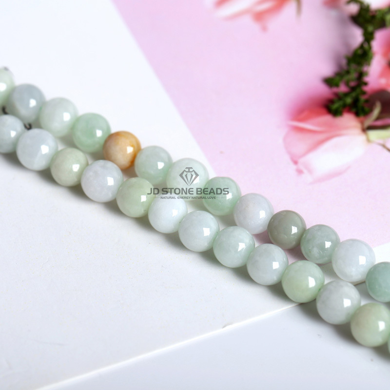 Natural Myanmar Emerald Faceted Precious Gemstone Natural Stone Smooth Burmese Green Jades Round Loose Beads For Jewelry Making