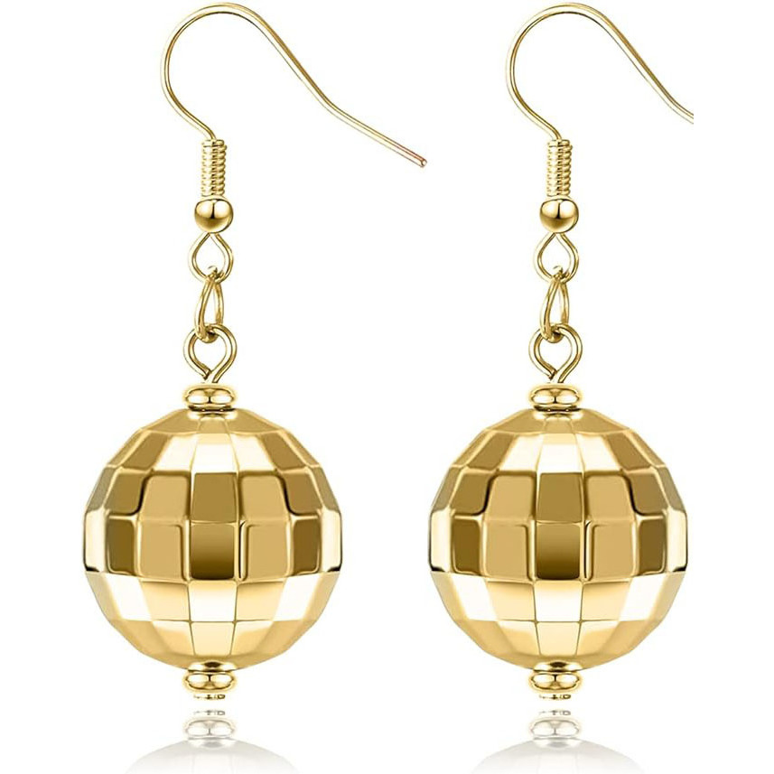 Adoshine Disco Ball Earrings for Women Silver Gold Disco Mirrorball Earrings Perfect for 70s outfits Dance Party Costume