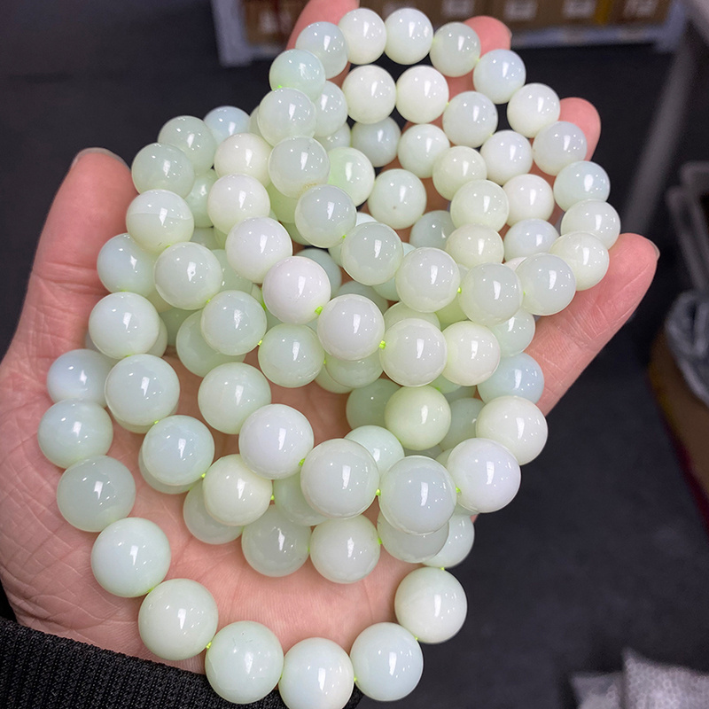 JD Natural Stone Myanmar Green Jade Beaded Bracelets Women Round Chalcedony Buddha Bead Yoga Bangles Energy Healing Jewelry Gift