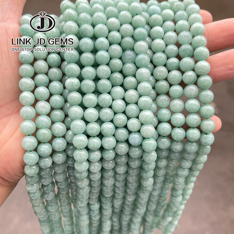 JD 6/8/10/12mm Natural Stone Burmese E Jade Dyed Color Myanmar Jade Round Loose Stone Beads for Jewelry Making