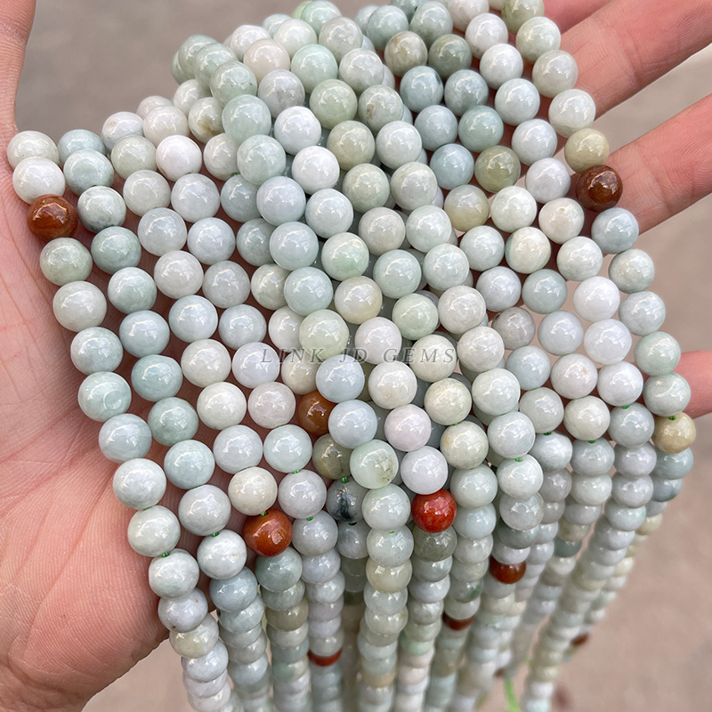 High Quality 6mm 8mm 10mm Natural Light Color Myanmar Emerald Jade Round Loose Spacer Beads for Jewelry Making