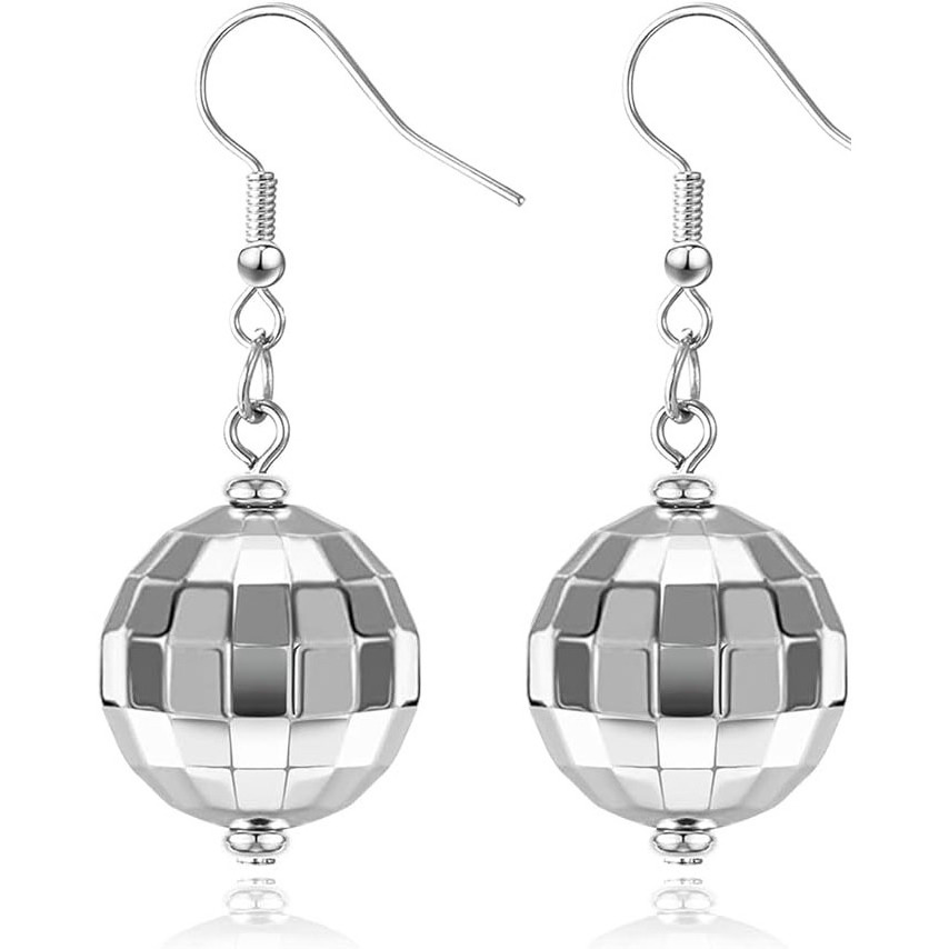 Adoshine Disco Ball Earrings for Women Silver Gold Disco Mirrorball Earrings Perfect for 70s outfits Dance Party Costume