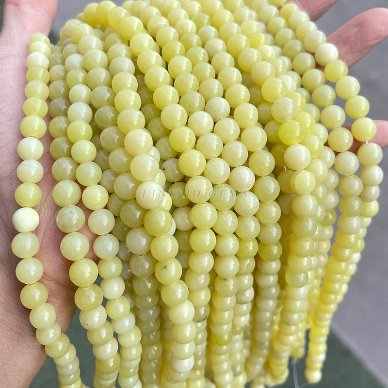 JD 4/6/8/10/12mm Natural Stone Beads Ice Lemon Jades Round Loose Spacer Beads For Jewelry Making