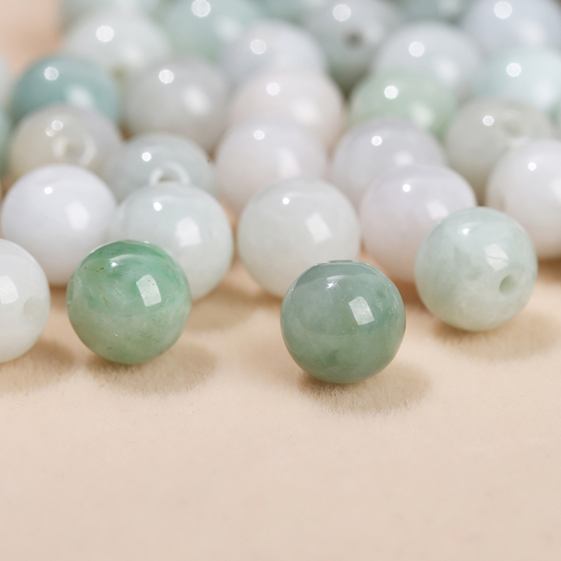 JD GEMS 6mm 8mm 10mm 12mm Authentic Real Light Dark Color Natural Myanmar Emerald Jade Loose Stone Beads for Jewelry Making