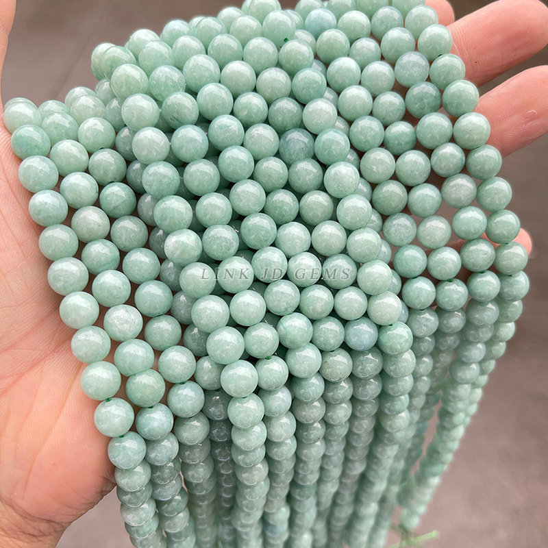 JD 6/8/10/12mm Natural Stone Burmese E Jade Dyed Color Myanmar Jade Round Loose Stone Beads for Jewelry Making