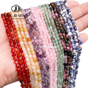 4x3mm Faceted Coin Shape Beads Natural Tourmaline Pink Quartz Sodalite Green Jade Loose Beads For Jewelry Making