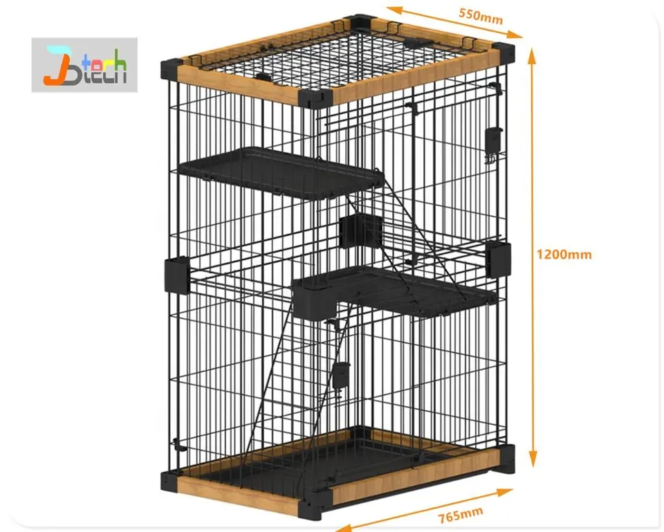 3 Platforms 3 Front Doors 2 Ramp Ladders Foldable Pink Metal Cat Crate