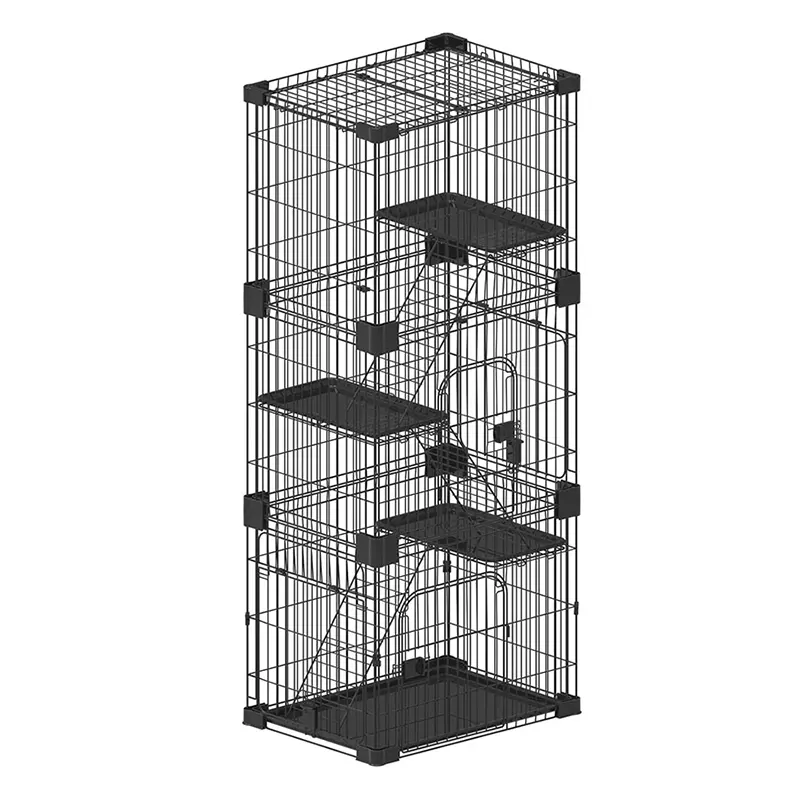 Handmade Metal Pet Cat Hotel Cage Pink For Cat With Adjustable Resting Platforms