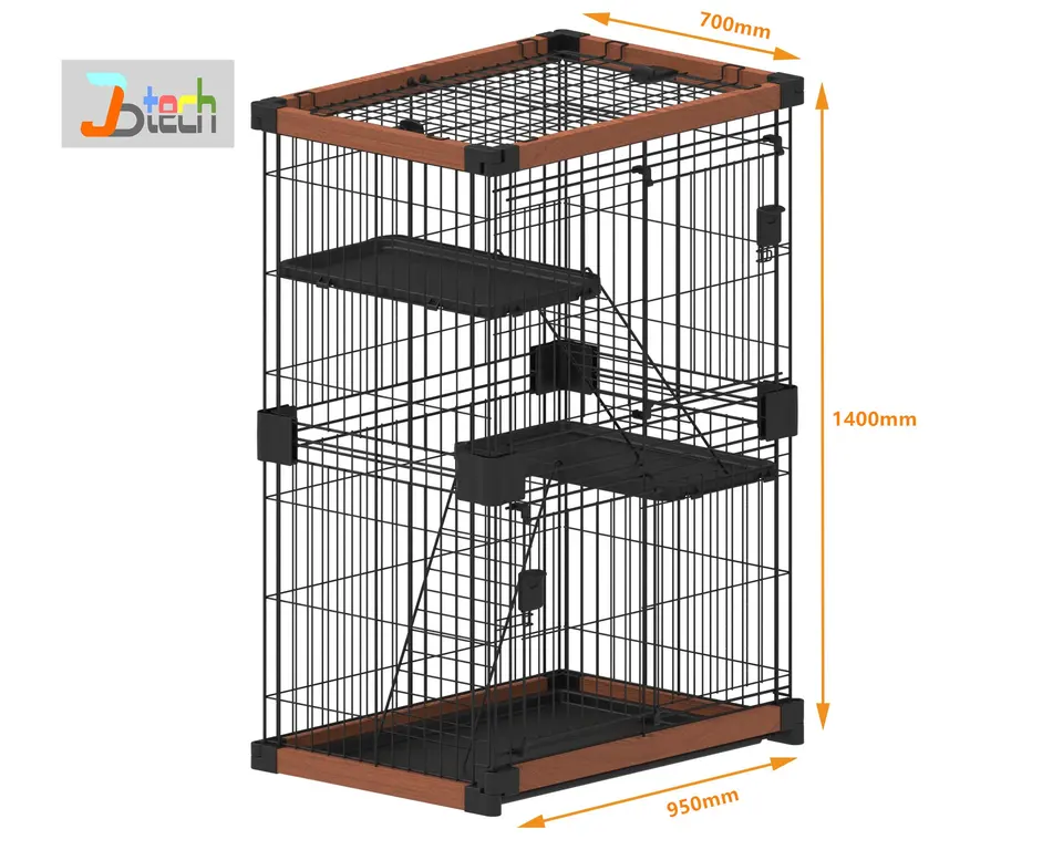 3 Platforms 3 Front Doors 2 Ramp Ladders Foldable Pink Metal Cat Crate