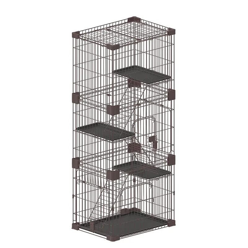 Handmade Metal Pet Cat Hotel Cage Pink For Cat With Adjustable Resting Platforms