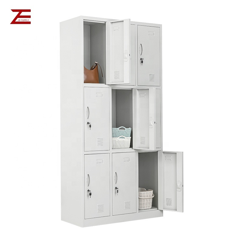 Wholesale Customized Knock-down White Gym School 9 Doors Staff Metal Storage Lockers