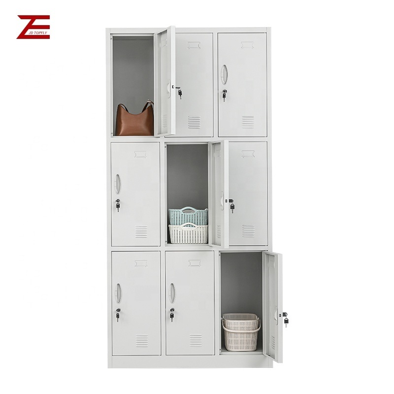 Wholesale Customized Knock-down White Gym School 9 Doors Staff Metal Storage Lockers