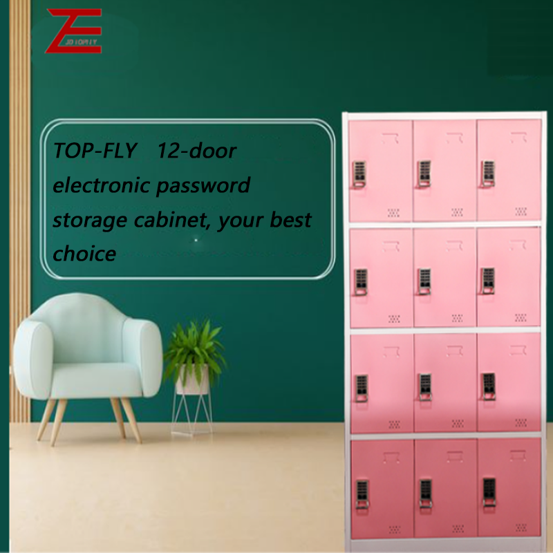 Custom Storage Cabinet 12 Doors Meatal Locker Cabinet KD Structure Digital Lock Pink Steel Locker for Gym