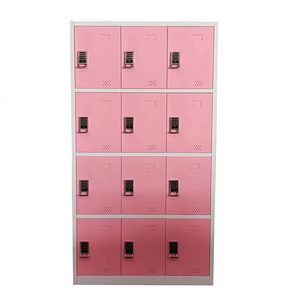 Custom Storage Cabinet 12 Doors Meatal Locker Cabinet KD Structure Digital Lock Pink Steel Locker for Gym