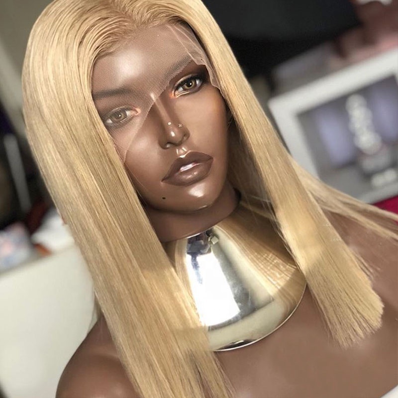 Bob Full Lace Wig 5x5 Lace Closure Human Hair Short Wigs Women Human Hair Transparent #613 Silky Straight Swiss Lace for White