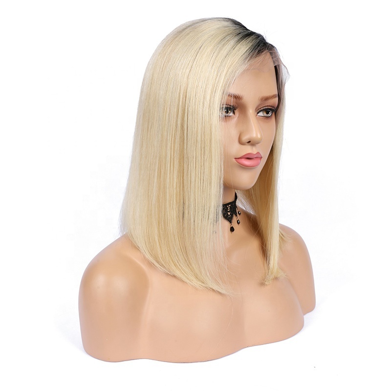 Bob Full Lace Wig 5x5 Lace Closure Human Hair Short Wigs Women Human Hair Transparent #613 Silky Straight Swiss Lace for White