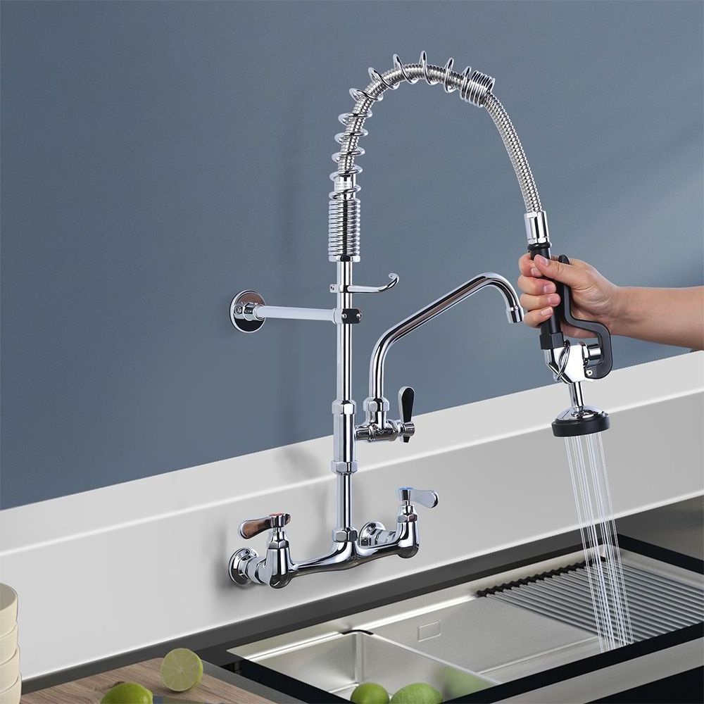 Classic Pull Out Pre Rinse Spray Kitchen Faucet Wall Mount Commercial Catering Pre Rinse Unit Faucet Tap