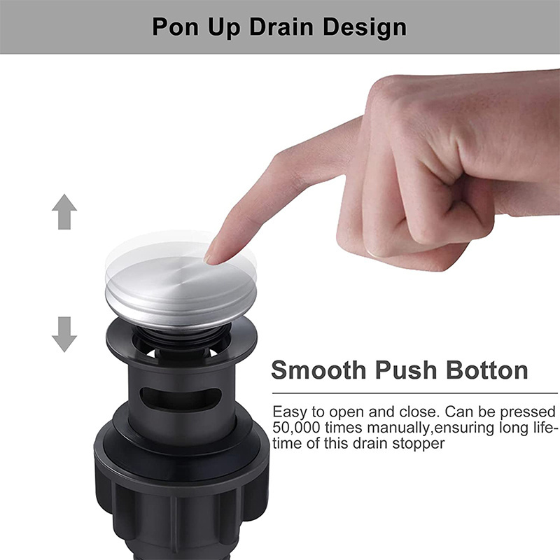 Bathroom Sink Stopper Pop-Up Drain Stopper for Bathroom Sink with Overflow