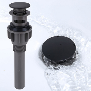 Bathroom Sink Drain Pop Up Drain Stopper with Overflow, Matte Black Vessel Sink Drain Built-in Anti-Clogging Strainer