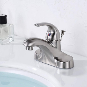 Fancy Brushed Nickel Single Handle 4 inch Centerset Bathroom Basin Vanity Sink Faucets