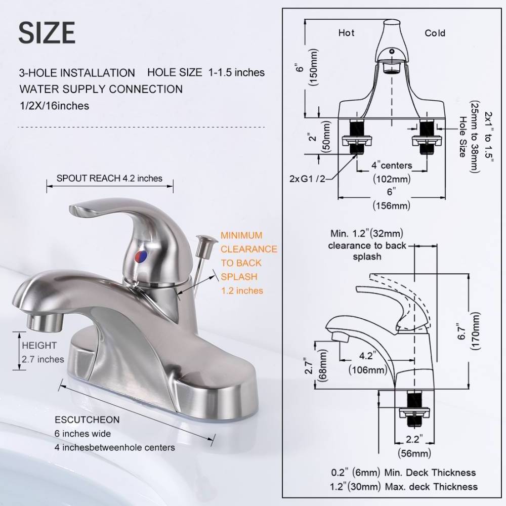 Bathroom Faucet Low Arc Single Handle 4 inch Centerset Bathroom Sink Faucet with Lift Rod Drain Assembly