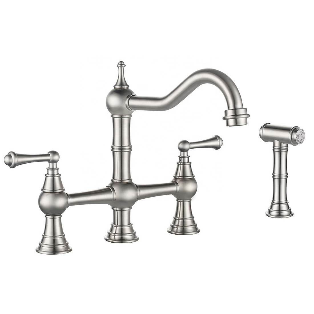 8 inch Centerset Kitchen Tap Mixer Faucet With Side Sprayer Flexible Hose Deck Mount Bridge Kitchen Tap