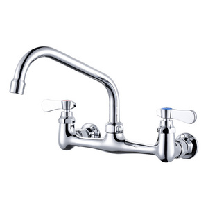 Commercial Brass Utility Sink Faucet for Restaurant Compartment Sink,8" Center Wall Mount Kitchen Faucet