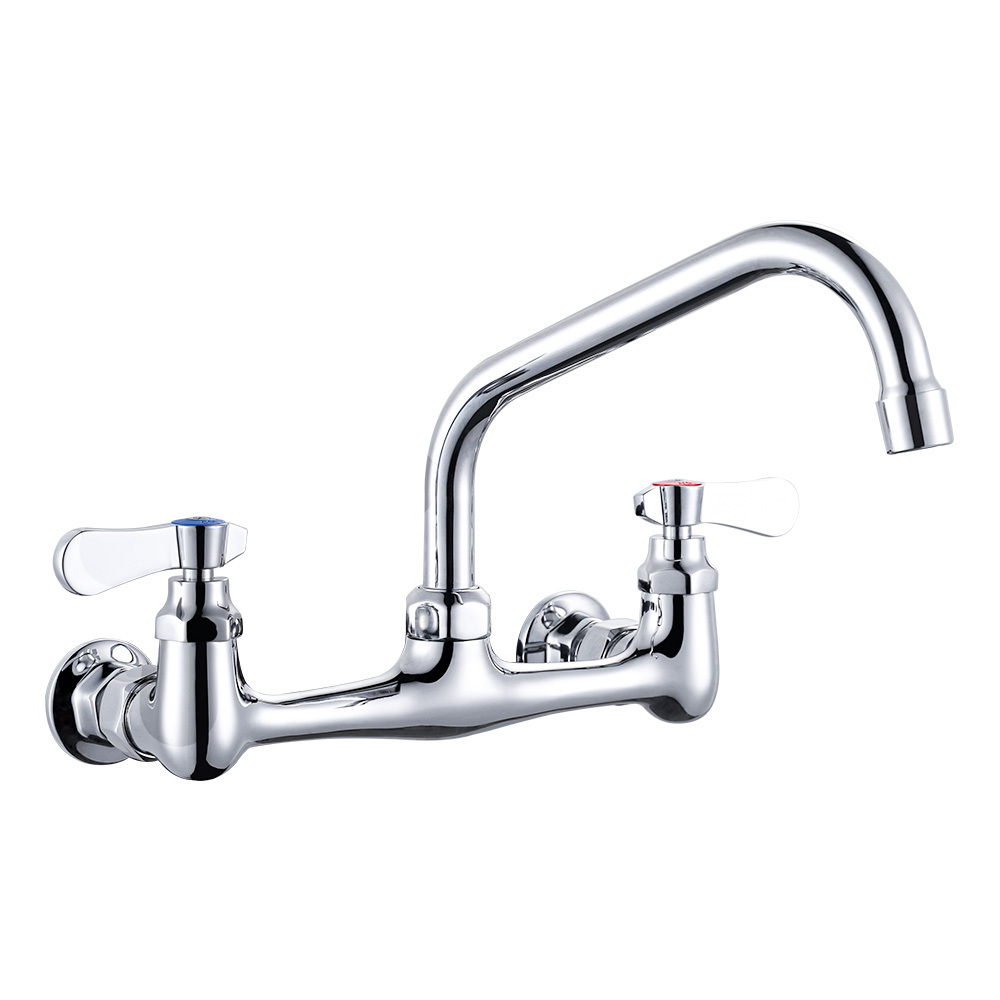 Wall Hung Faucet Sink Mixer Tap Adjustable Flange 360 Degree Swivel Spout 8inch Centerset Kitchen Faucets