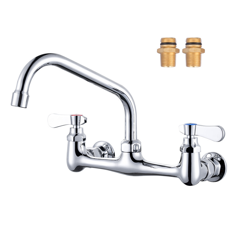 Wall Hung Faucet Sink Mixer Tap Adjustable Flange 360 Degree Swivel Spout 8inch Centerset Kitchen Faucets