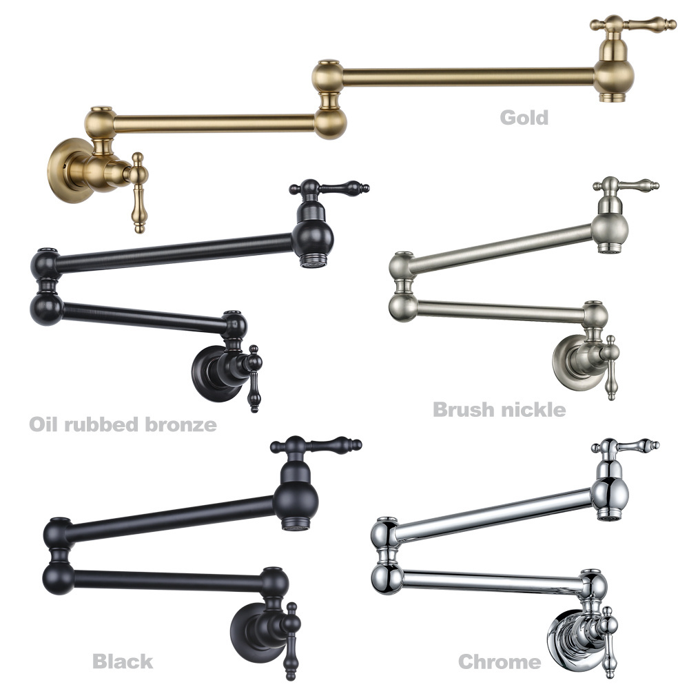 Vintage Brass Kitchen Faucet Commercial Folding Water Tap Stretchable Double Joint Swing Arm Kitchen Pot Filler Faucet