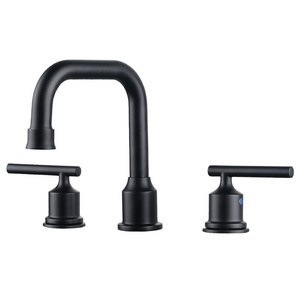 CUPC Certification Faucet Bathroom Basin Mixer Tap for Sink 3 Holes Matte Black Bathroom Basin Sink Faucet