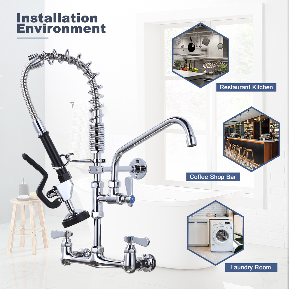 Wall Mount Pre rinse Faucet Commercial Use Hot and Cold Pre rinse Faucet Dishwasher Pre rinse Faucet