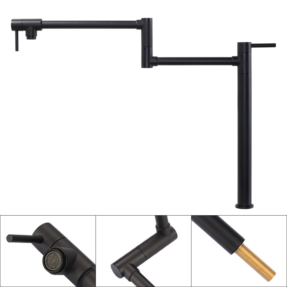 Kitchen Faucet Stove Folding Faucet Stretchable Double Joint Swing Arm Matt Black Pot Filler Tap