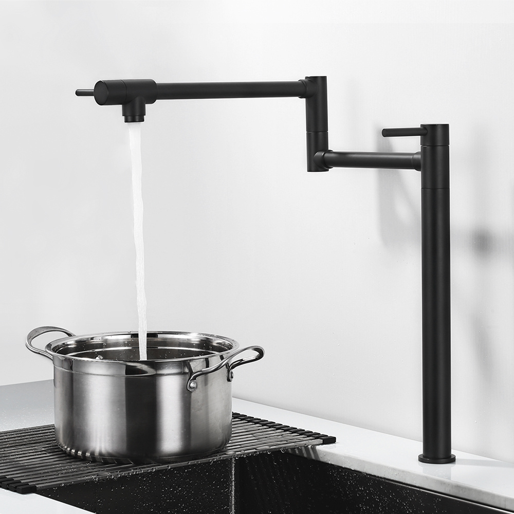 Kitchen Faucet Stove Folding Faucet Stretchable Double Joint Swing Arm Matt Black Pot Filler Tap