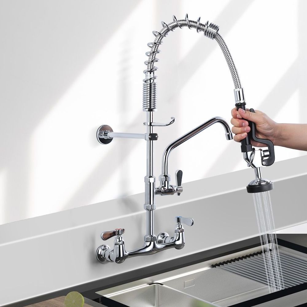 Commercial Sink Faucet with Sprayer Faucet Kitchen Pre Rinse Unit Pull Down Spring Loaded Dishes Pre Rinse Faucet Tap