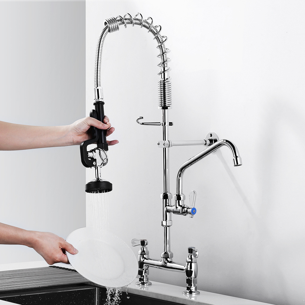 Commercial Industrial Kitchen Faucets With Swing Faucet Deck Mount Pull Down Catering Pre Rinse Sprayer Unit