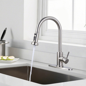 High Arc Stainless Steel Kitchen Faucets Single Handle Kitchen Sink Faucets with Pull Down Sprayer Nickle Kitchen Faucet