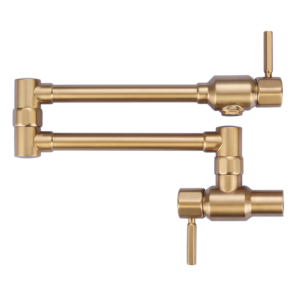 Heavy Duty Cold Water Sink Faucet Wall Faucet for Kitchen Restaurant Stove Faucet Gold Folding Pot Filler