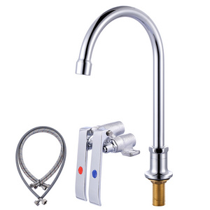 Dual Temperature Knee Pedal Faucet for Kitchen,Hospital & Laboratory Dual Foot Pedal Control Sink Faucet