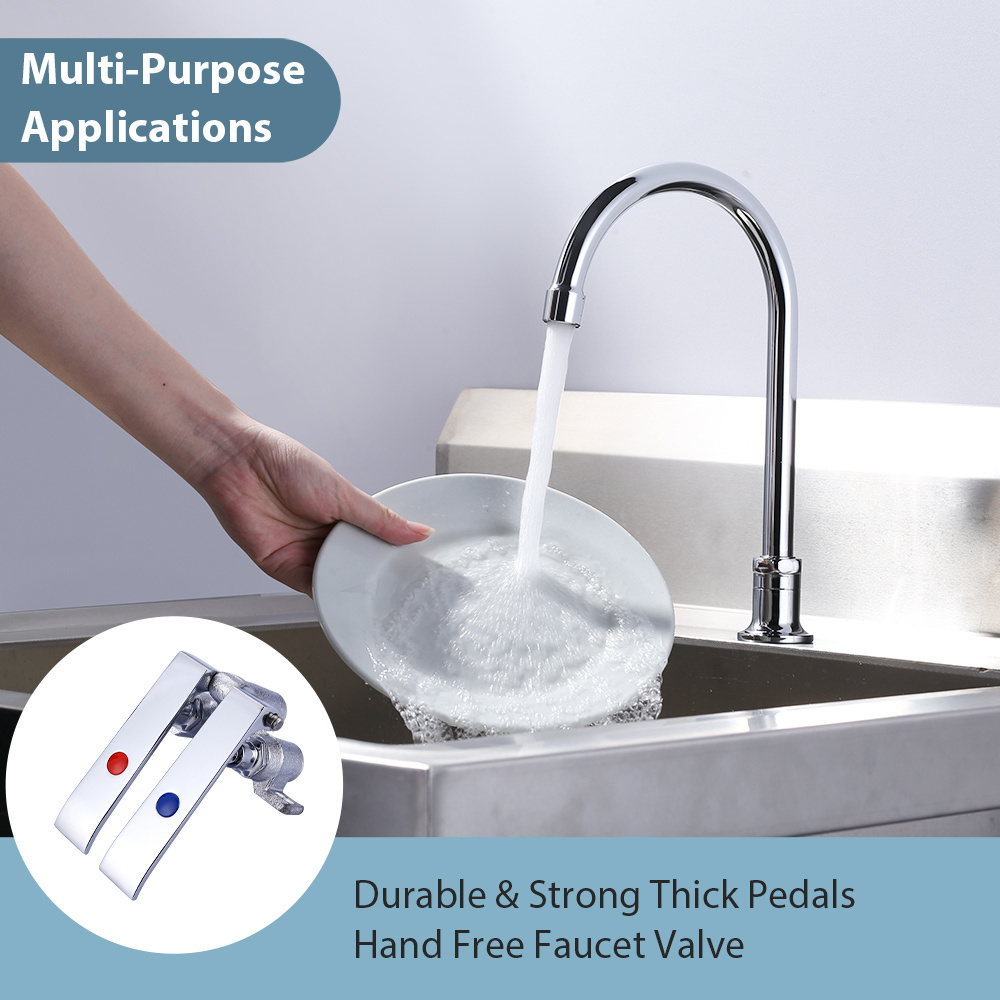 Dual Temperature Knee Pedal Faucet for Kitchen,Hospital & Laboratory Dual Foot Pedal Control Sink Faucet