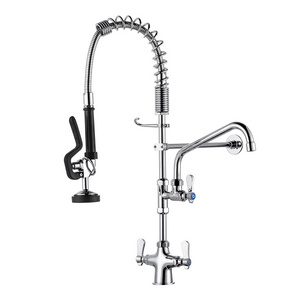 Industrial Dishwash Faucets Commercial Kitchen Faucet with Pre-rinse Sprayer High Pressure Catering Pre Rinse Faucet