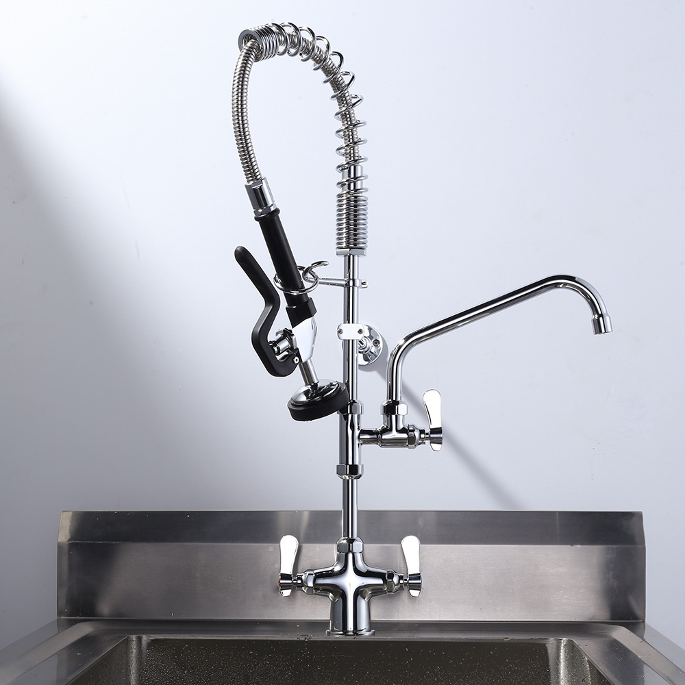 Industrial Dishwash Faucets Commercial Kitchen Faucet with Pre-rinse Sprayer High Pressure Catering Pre Rinse Faucet