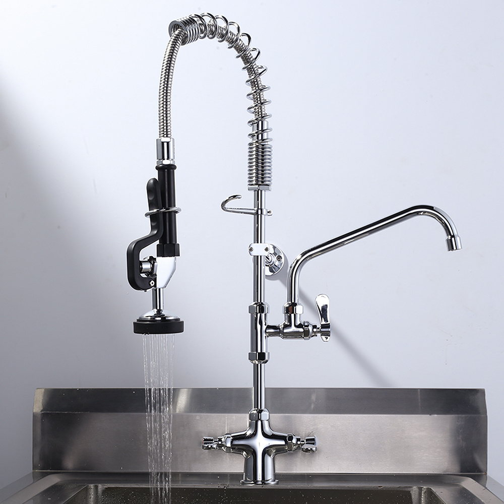 Industrial Dishwash Faucets Commercial Kitchen Faucet with Pre-rinse Sprayer High Pressure Catering Pre Rinse Faucet