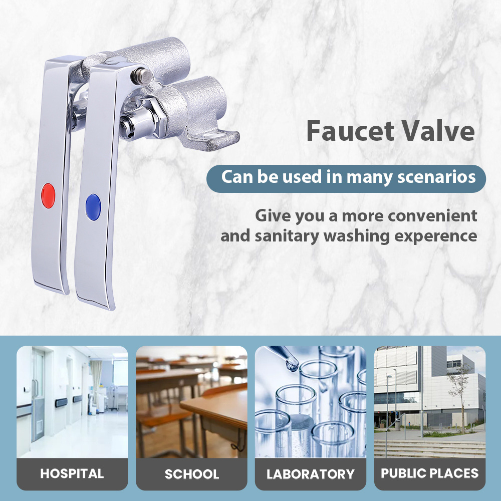 Hands Free Faucet Dual Foot Pedal Knee Control for Sink Faucet,Brass Double Pedal Valve Operated Faucet Tap