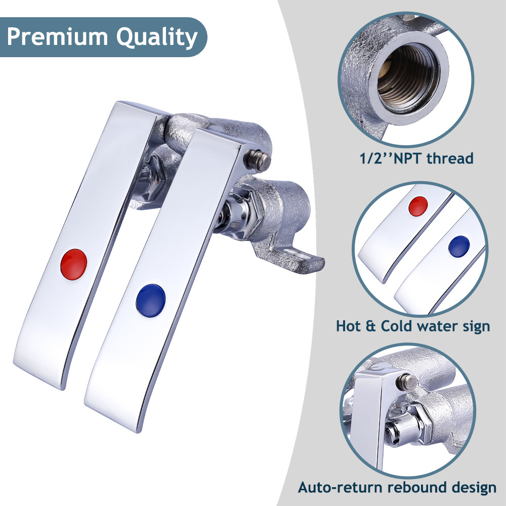 Double Push Button Brass Foot Operated Faucets Knee Pedal Valve Tap Knee Valve Hospital Faucet