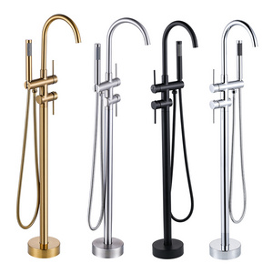 Bath Shower Mixer Brass Bathroom Faucet Floor Stand Tub Faucet Set Floor Standing Bathtub Faucet