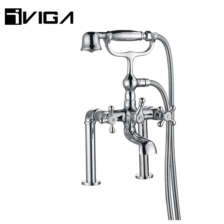 Good Quality Bathroom Floor Mount Free Standing Bath Tub Mixer UPC Brass Chrome Freestanding Bathtub Faucet