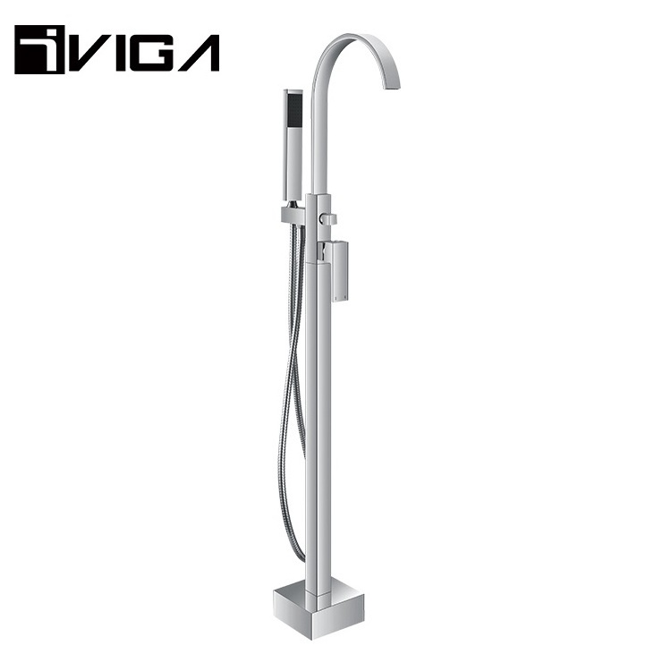 Good Quality Bathroom Floor Mount Free Standing Bath Tub Mixer UPC Brass Chrome Freestanding Bathtub Faucet