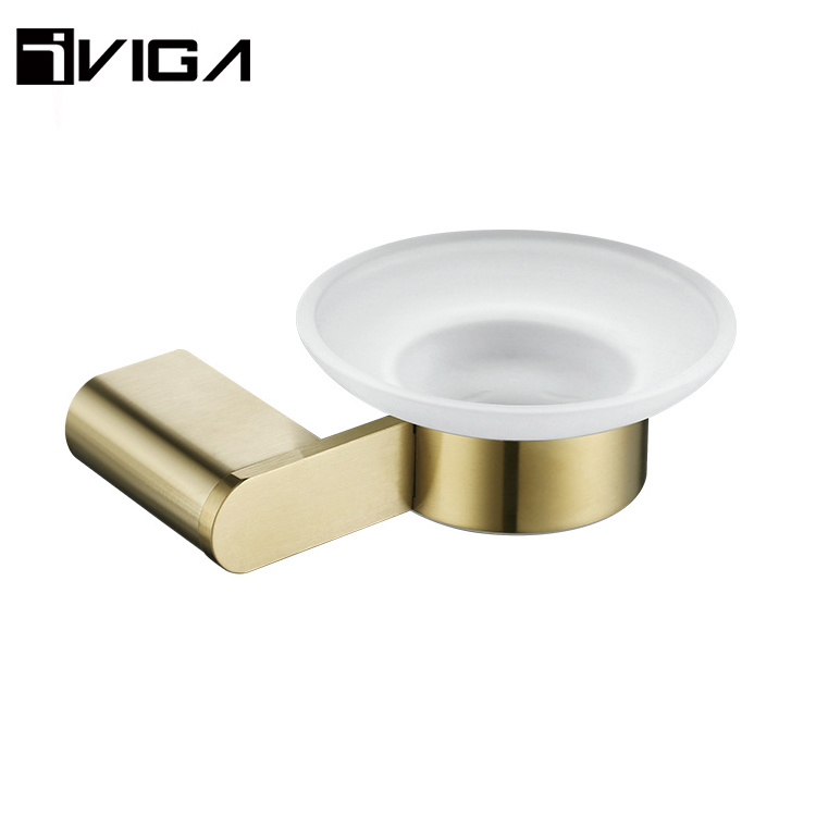 Modern Brushed Gold Soap Dish Hotel Bathroom Accessories Stainless Steel Golden Brushed Nickel Soap Dish